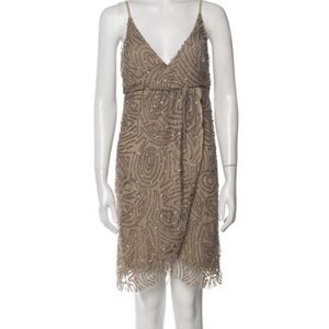 Alice + Olivia Tan Beaded Mini Dress cocktail size xs